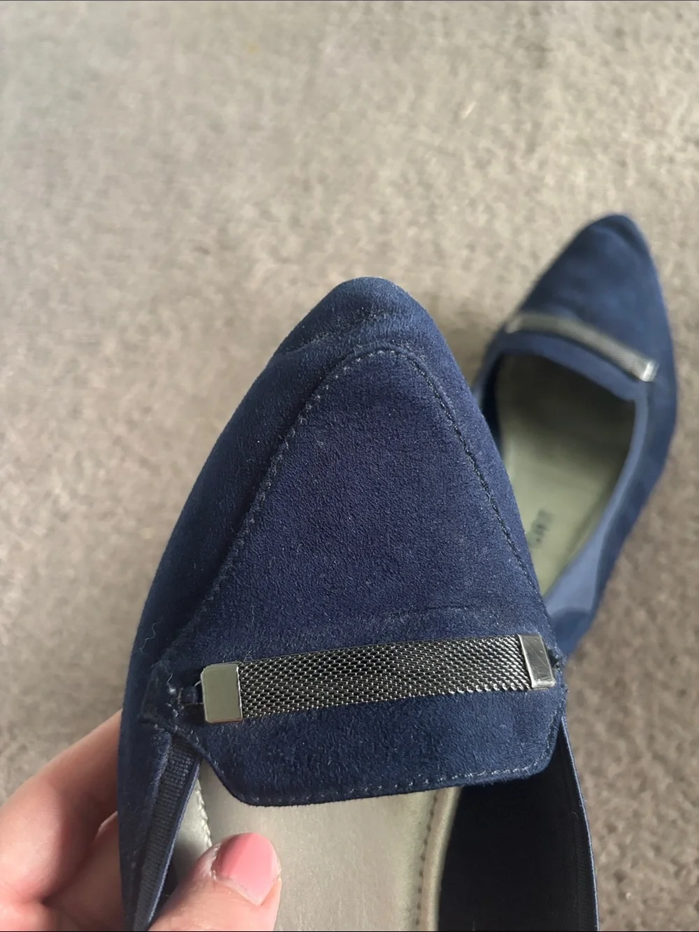 Navy Pointed Toe Loafers